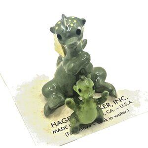 Hagen Renaker Vintage Retired Figurine Miniature Green Dragon and Baby RARE